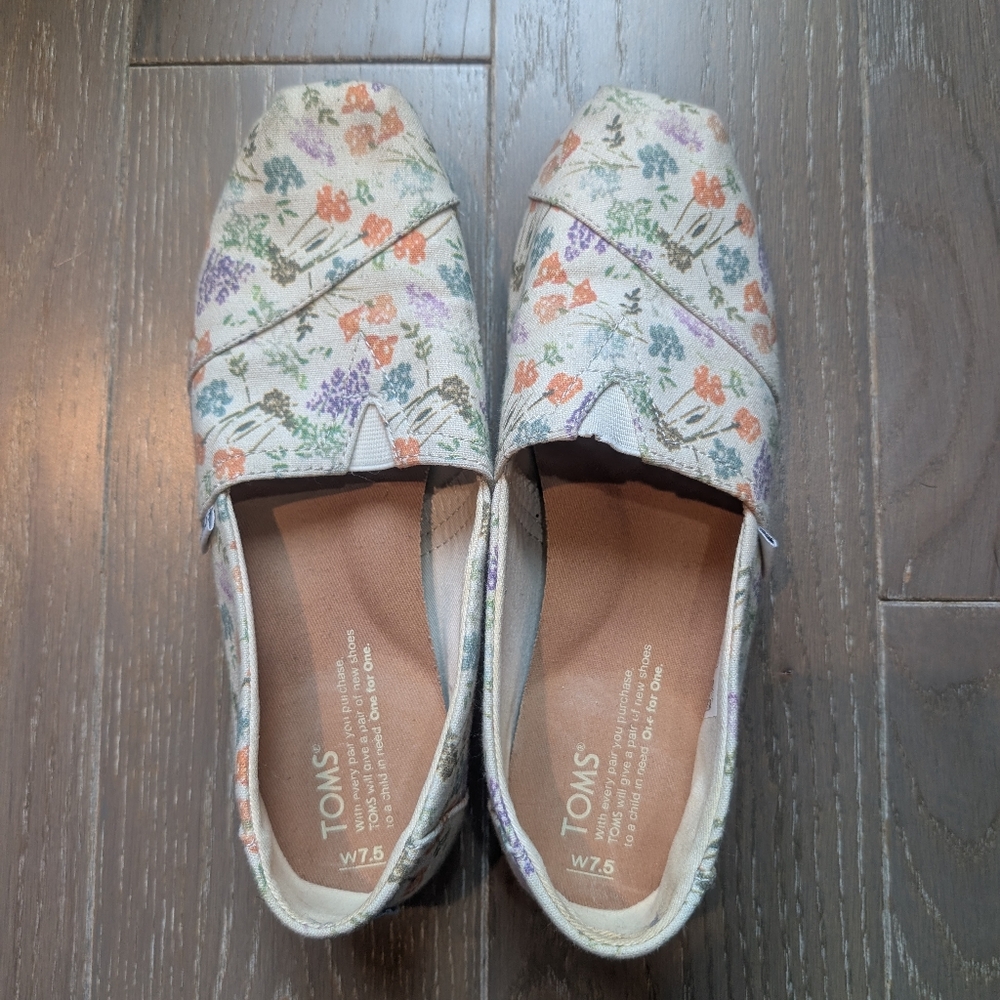 TOMS Floral Canvas Slip-On Shoes